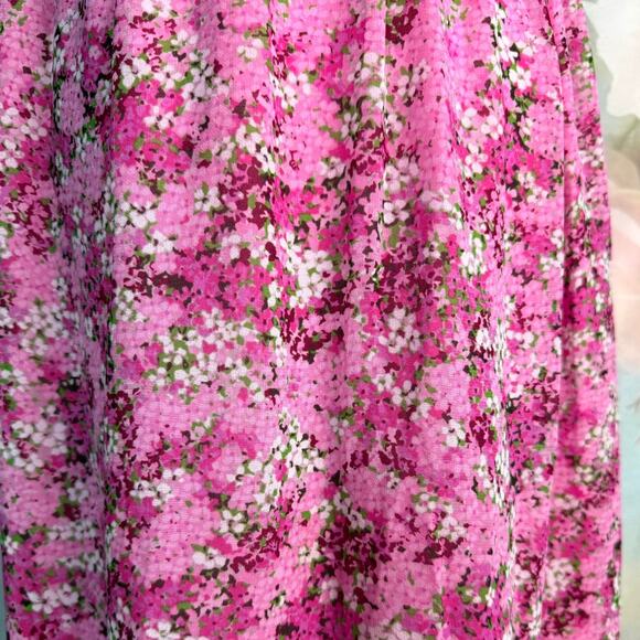 MICHAEL Michael Kors Pink Enchanted Blooms Floral V Neck Cap Sleeve Midi Dress - Picture 4 of 5